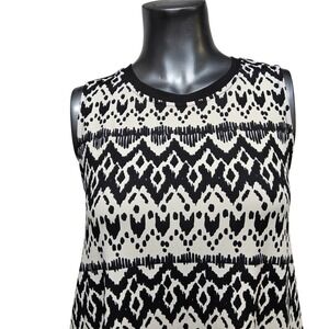 LuLaRoe‎ Black White Ikat Ribbed Sleeveless Shift Dress with Pockets Large